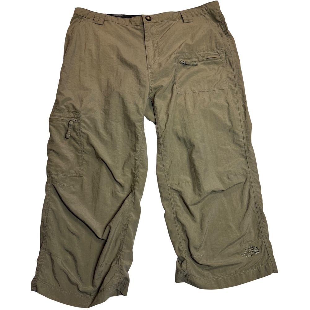 The North Face Capri Pants Women's Excellent Cargo Hiking Nylon Khaki Crop Sz 6